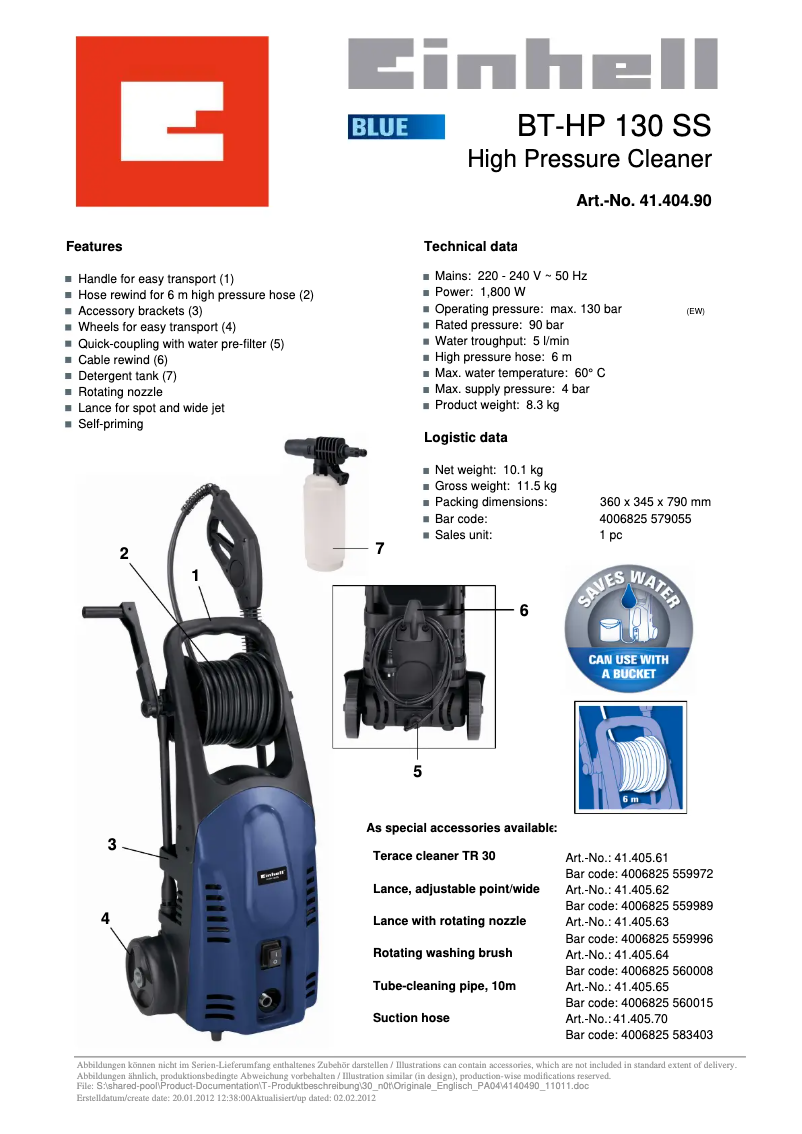 Image de la première page du manuel de l'appareil BT-HP 130 SS