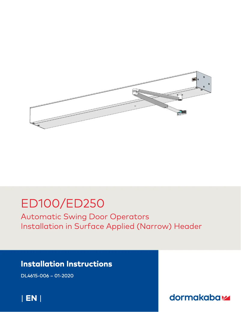 Page 1 de la notice Manuel utilisateur Dormakaba ED100