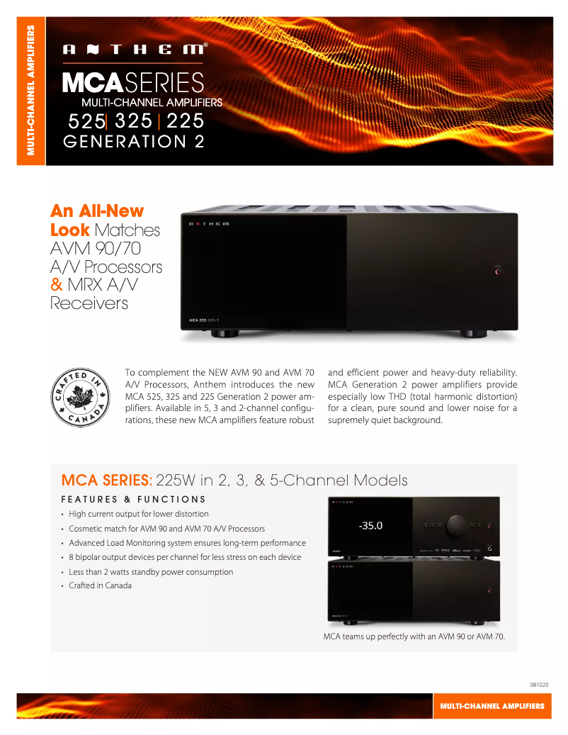 Page 1 de la notice Fiche technique Anthem MCA 525