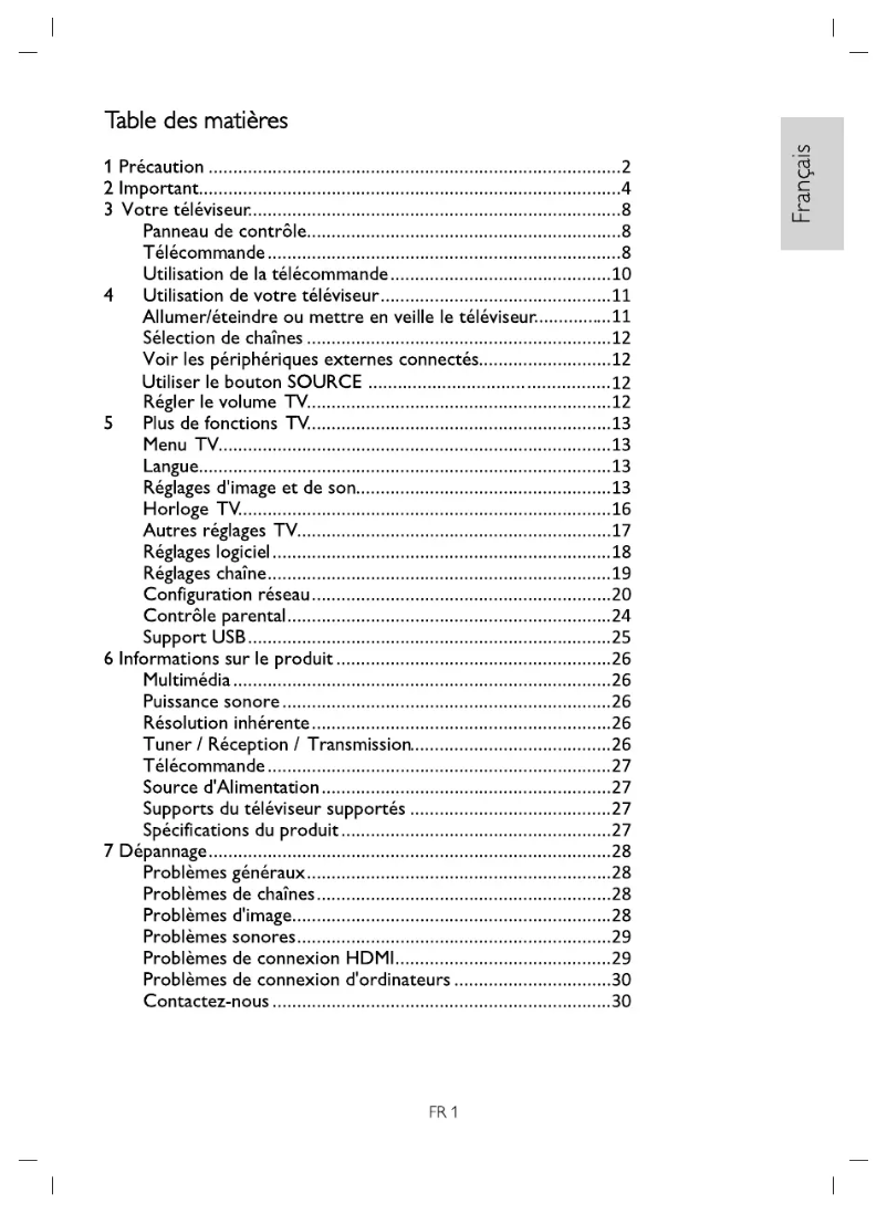 Image de la première page du manuel de l'appareil 43PFT6110