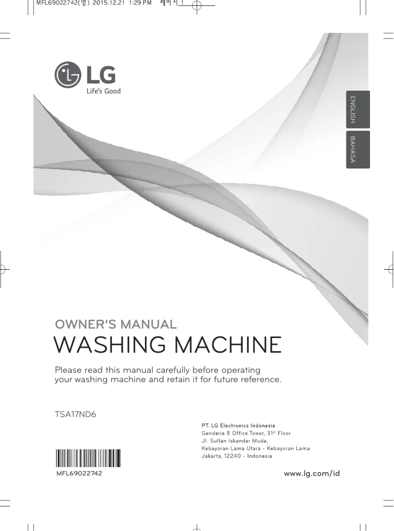 Page 1 de la notice Manuel utilisateur LG TSA17ND6