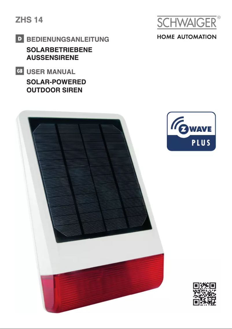 Page 1 de la notice Manuel utilisateur Schwaiger ZHS14