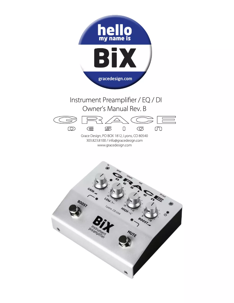 Image de la première page du manuel de l'appareil BiX