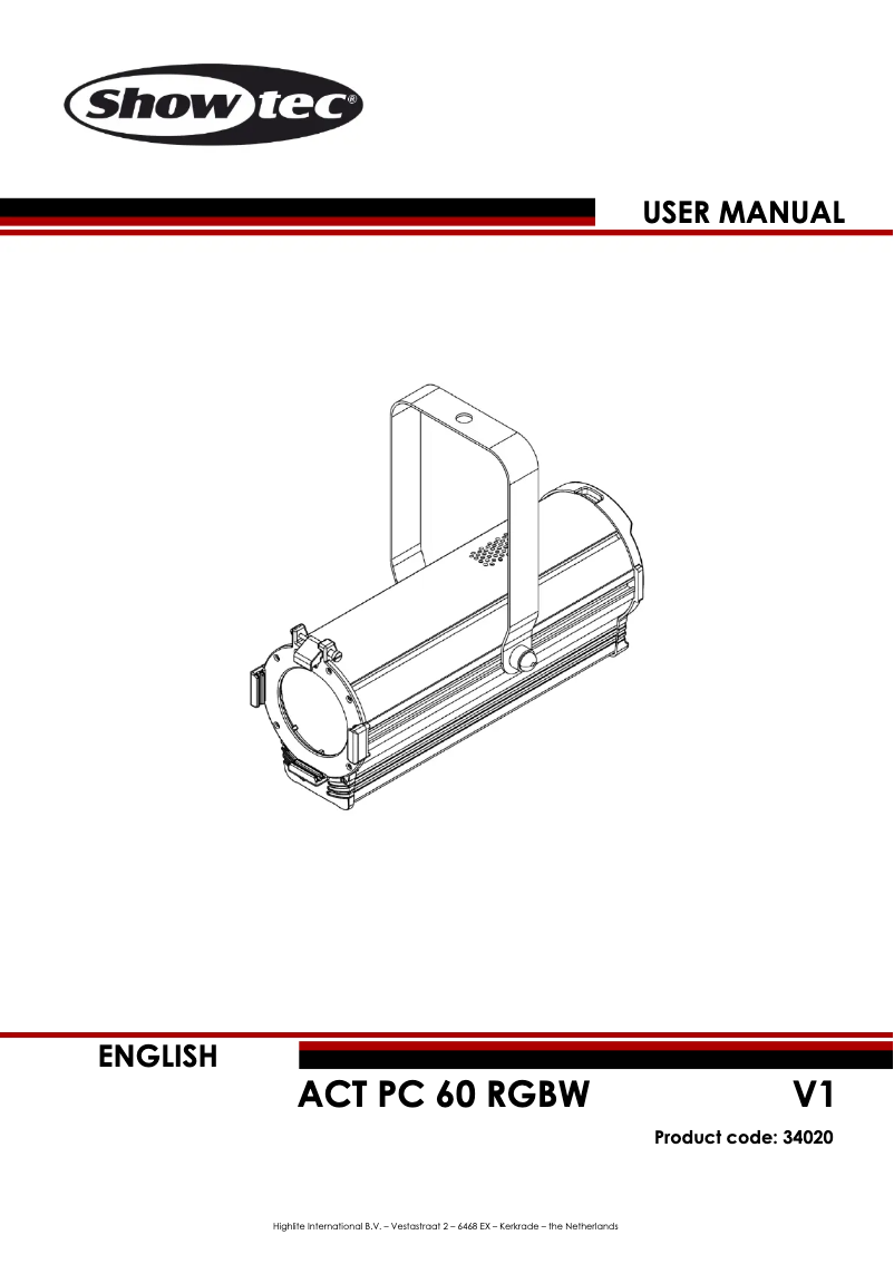 Page 1 de la notice Manuel utilisateur Showtec ACT PC 60 RGBW