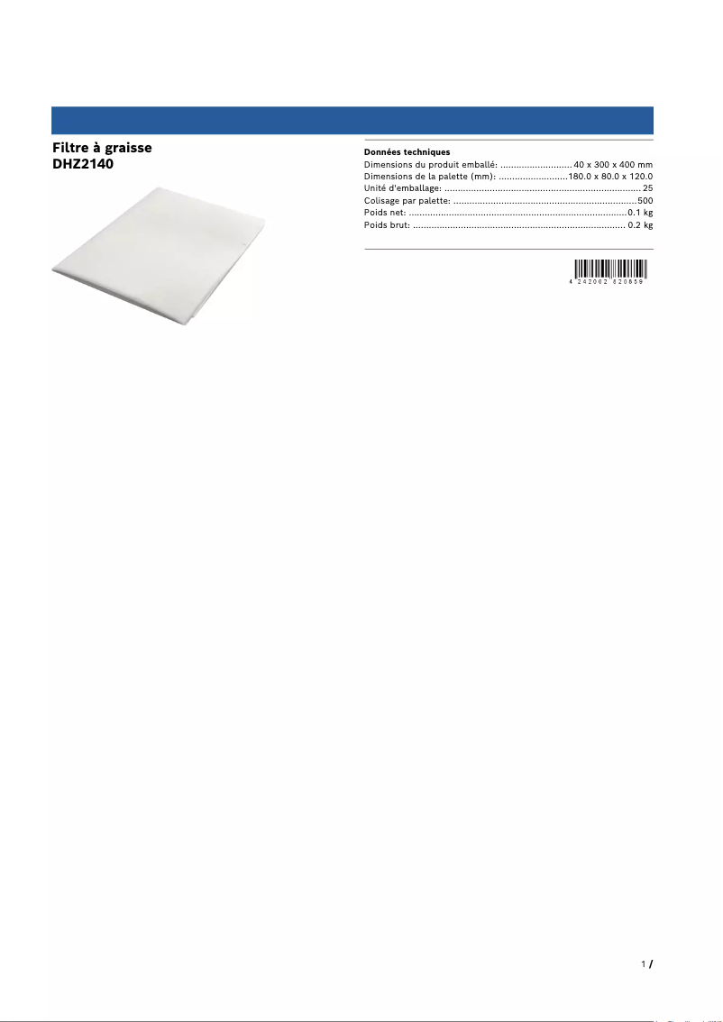 Page 1 de la notice Manuel utilisateur Bosch DHZ2140