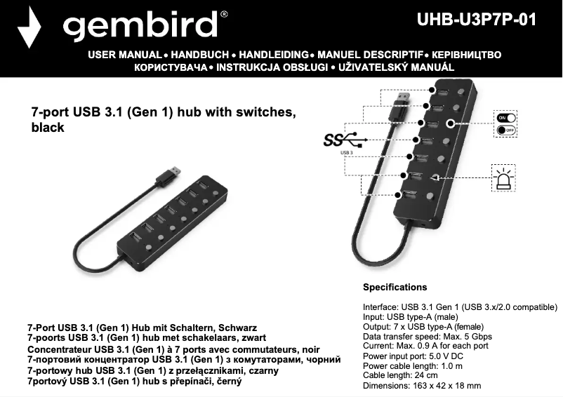 Page n°1 - Manuel utilisateur Gembird UHB-U3P7P-01