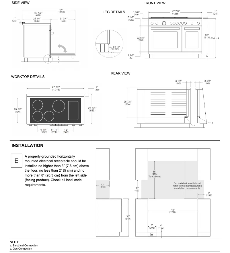 Página 1 del manual Guía de instalación Bertazzoni PRO486IGFEPCAT
