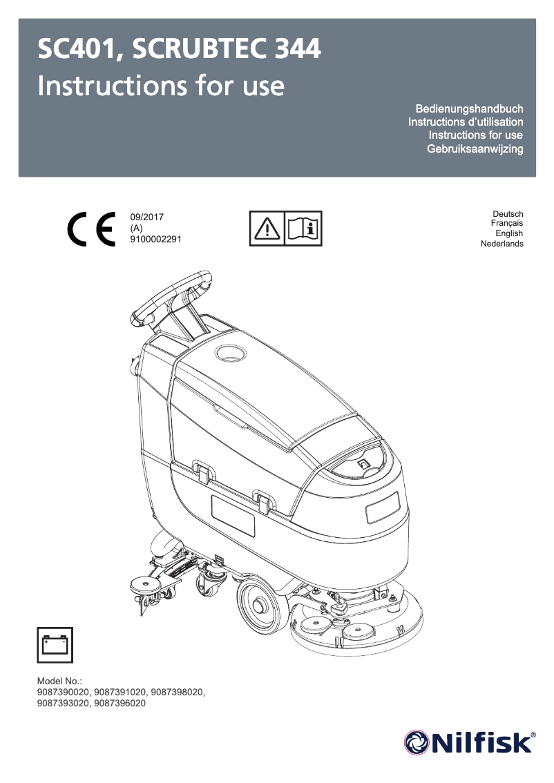 Page 1 de la notice Manuel utilisateur Nilfisk SC401