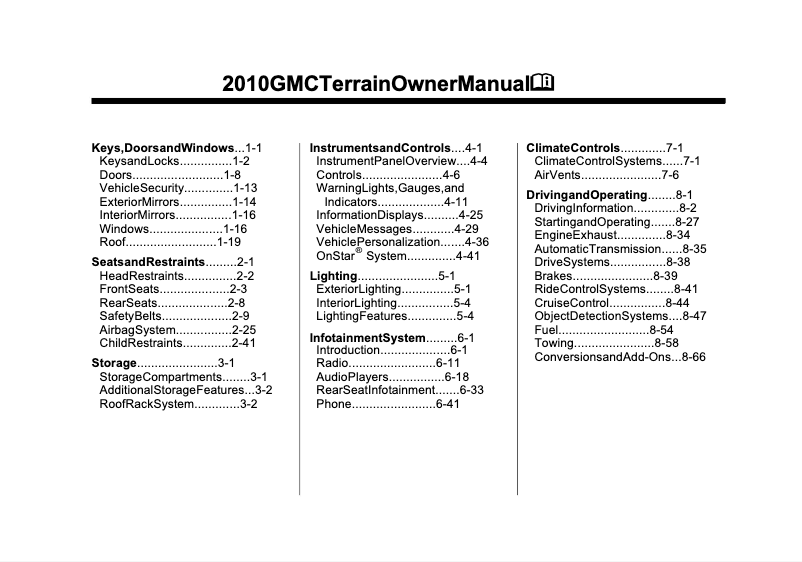 Image de la première page du manuel de l'appareil Terrain (2010)
