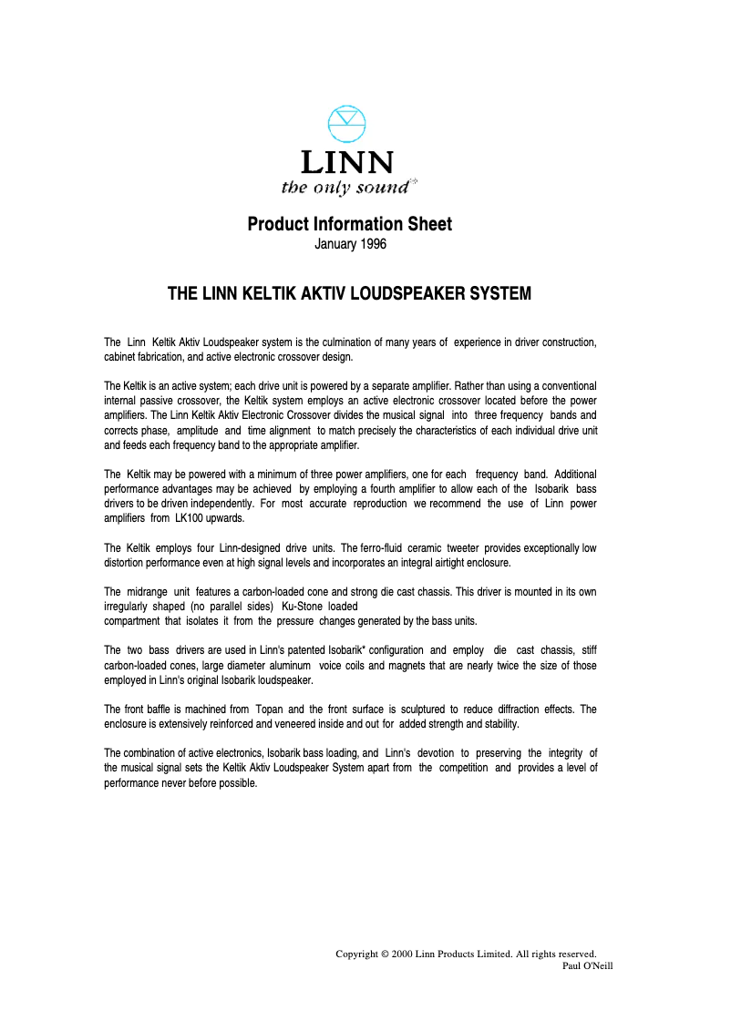 Página 1 del manual Manual de usuario Linn Keltik