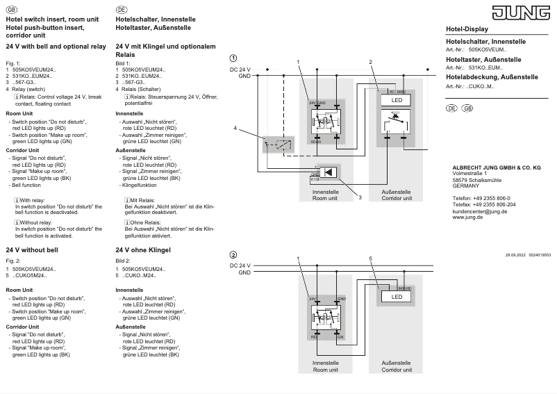 Page n°1 - Manuel utilisateur JUNG 505KO5VEUM24