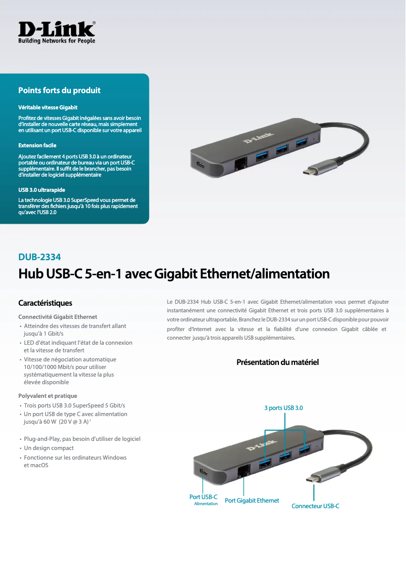 Page n°1 - Manuel utilisateur D-Link DUB-2334