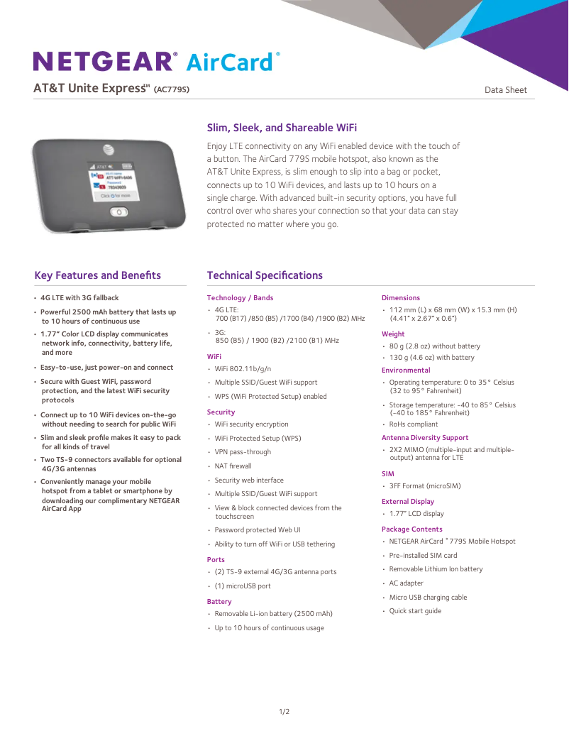 Image de la première page du manuel de l'appareil AirCard 779S