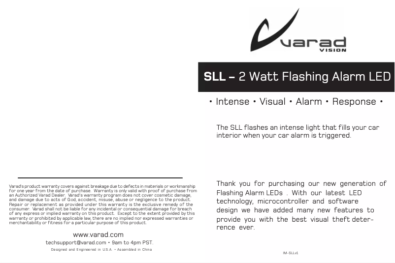 Page 1 de la notice Manuel utilisateur Varad SLL104