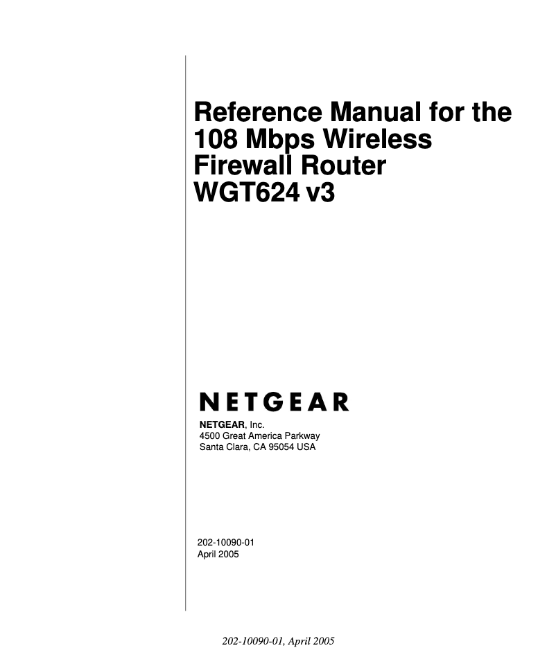 Page 1 de la notice Manuel utilisateur Netgear WGT624SC