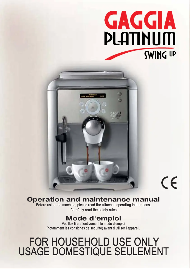 Page n°1 - Manuel utilisateur Gaggia Platinum Swing Up RI8176