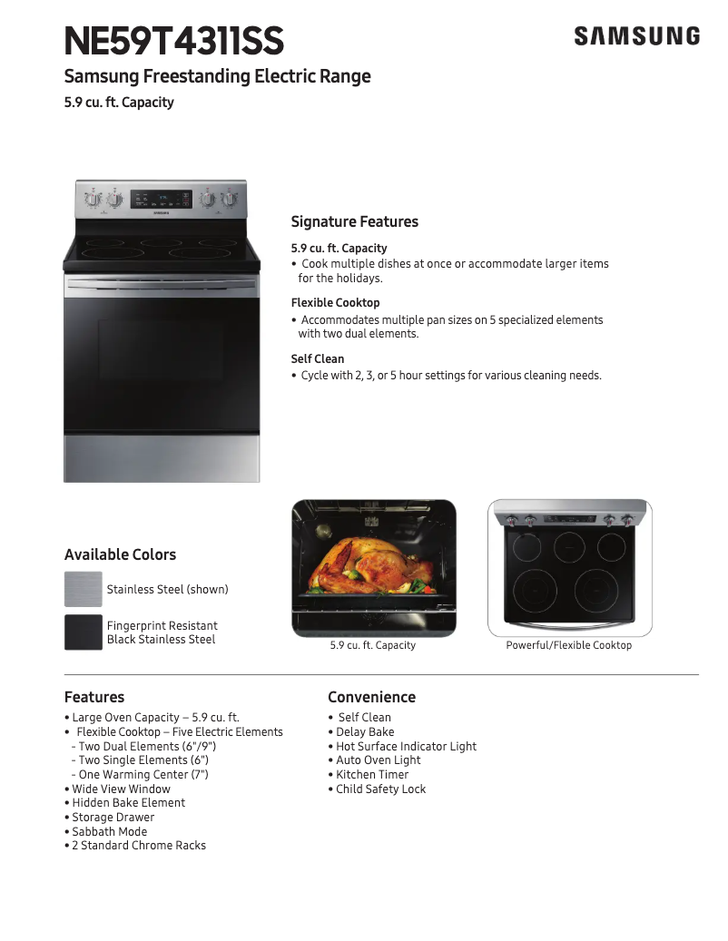 Page n°1 - Fiche technique Samsung NE59T4311SG