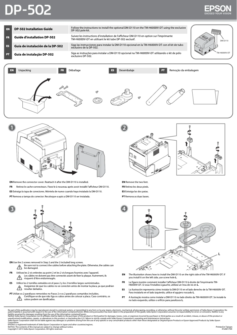 Página 1 del manual Guía de instalación Epson TM-H6000IV-DT