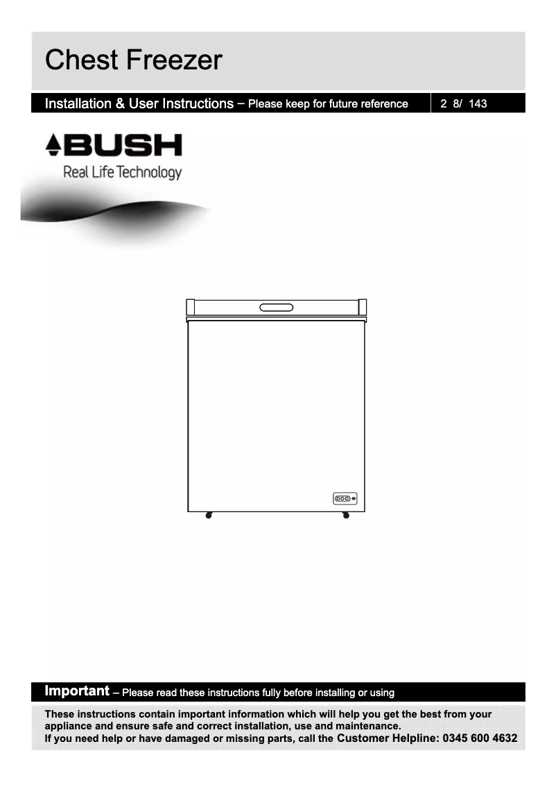 Page n°1 - Manuel utilisateur Bush BCF142L