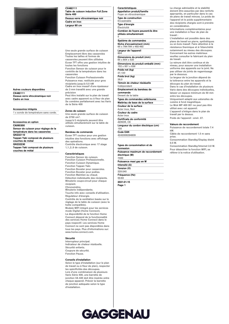Imagen de la primera página del manual del dispositivo CX482111