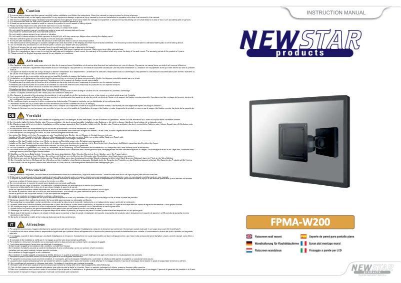 Page 1 de la notice Manuel utilisateur Newstar FPMA-W200