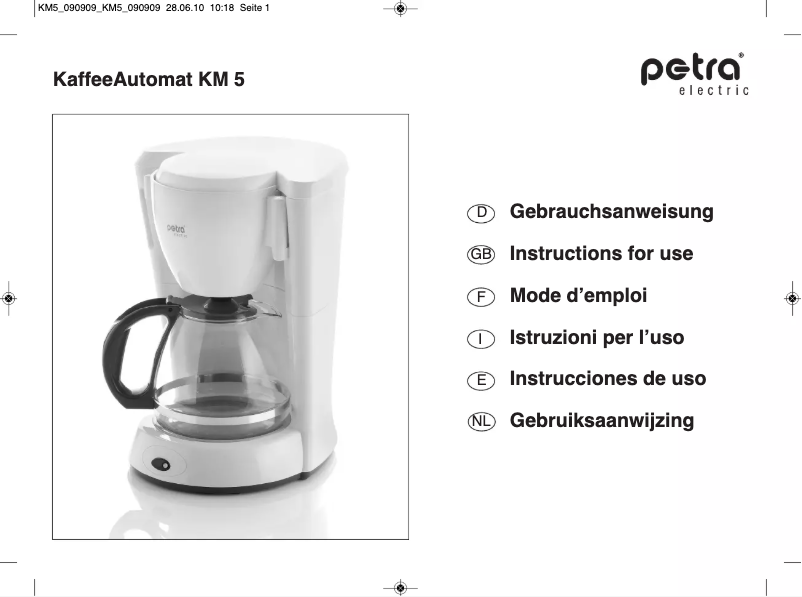 Page 1 de la notice Manuel utilisateur Petra Electric KM 5