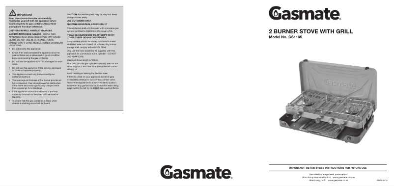 Page n°1 - Manuel utilisateur Gasmate CS1105