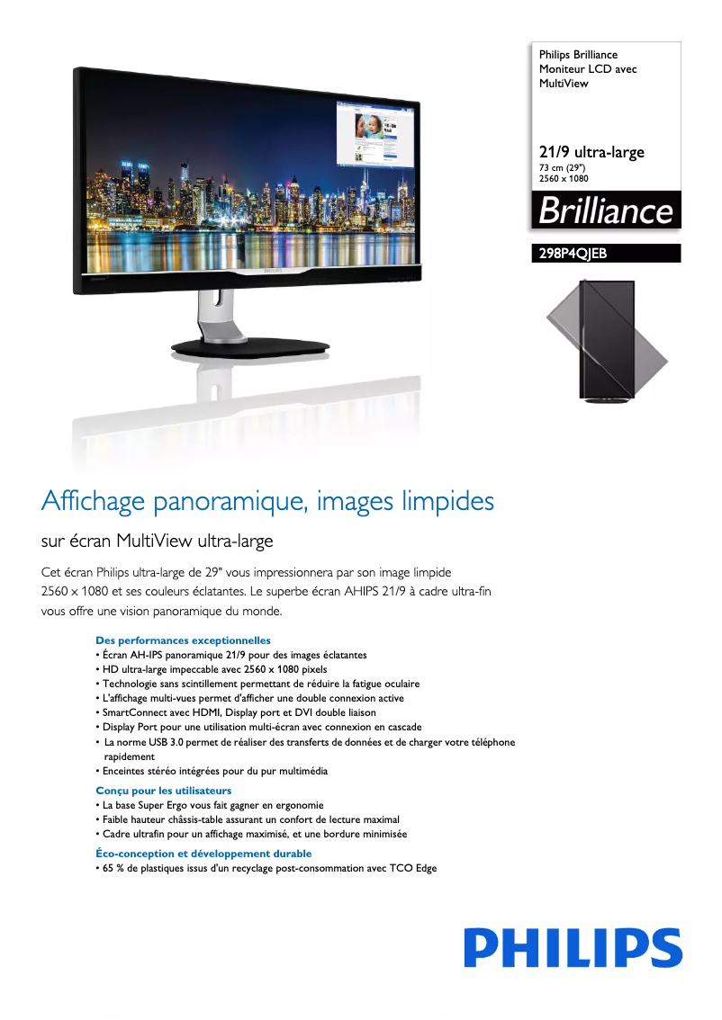 Image de la première page du manuel de l'appareil Brilliance 298P4QJEB