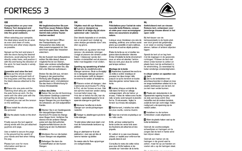 Page 1 de la notice Manuel utilisateur Robens Fortress 3