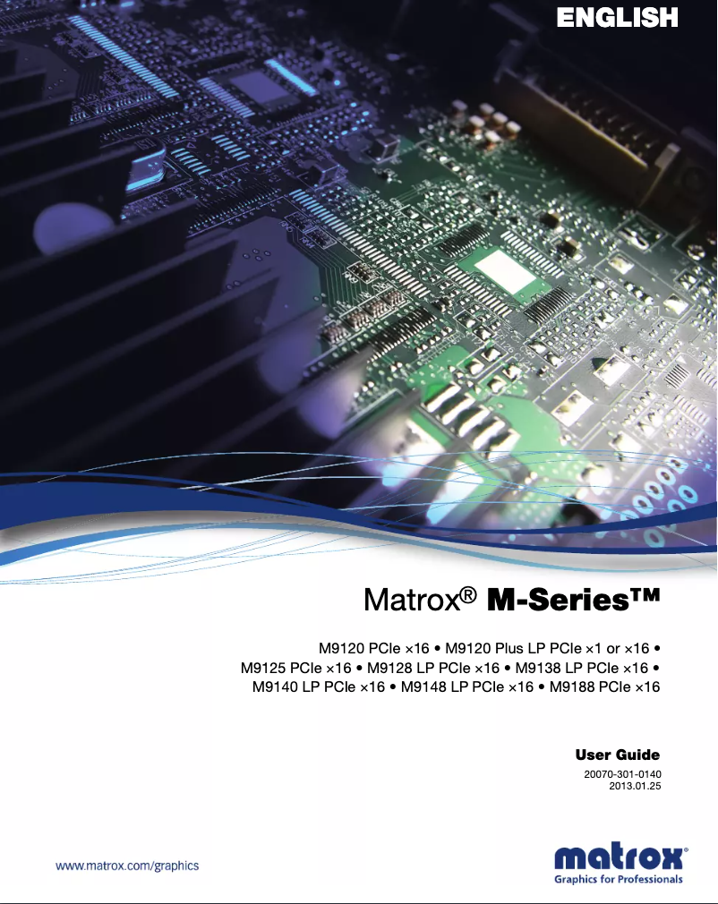 Page n°1 - Manuel utilisateur Matrox M9120 Plus LP PCIe x1