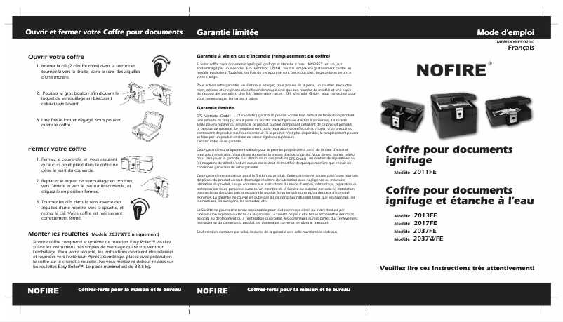 Page n°1 - Manuel utilisateur NOFIRE 2017FE