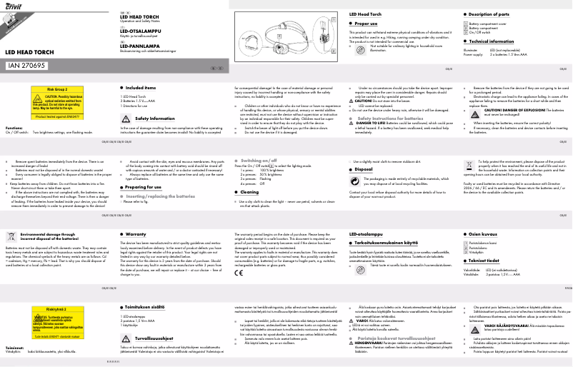 Page 1 de la notice Manuel utilisateur Crivit IAN 270695