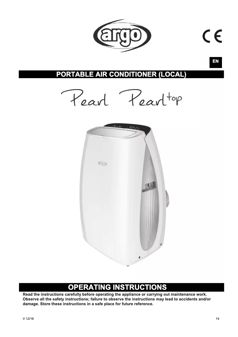 Image de la première page du manuel de l'appareil Pearl Top