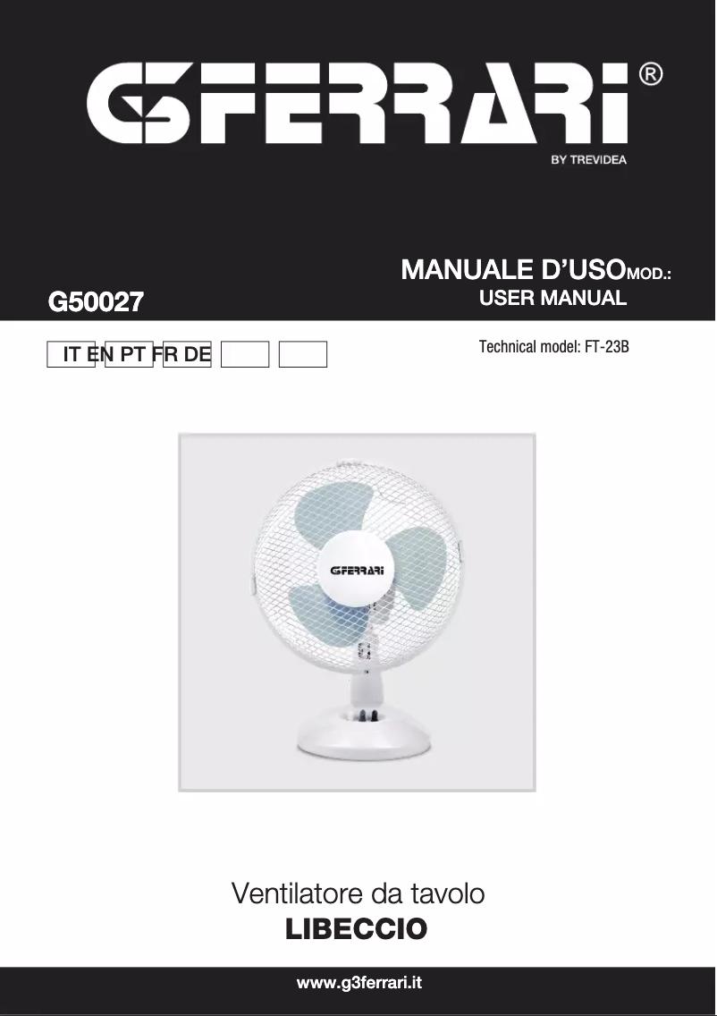 Page 1 de la notice Manuel utilisateur G3 Ferrari Libeccio G50027