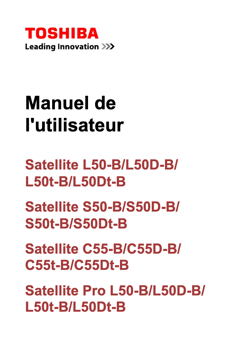 Page 1 de la notice Manuel utilisateur Toshiba Satellite Pro L50t-B