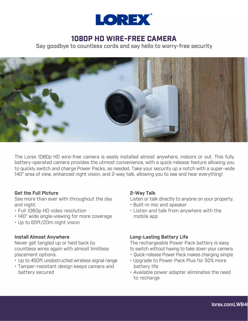 Page n°1 - Fiche technique Lorex LWB4801