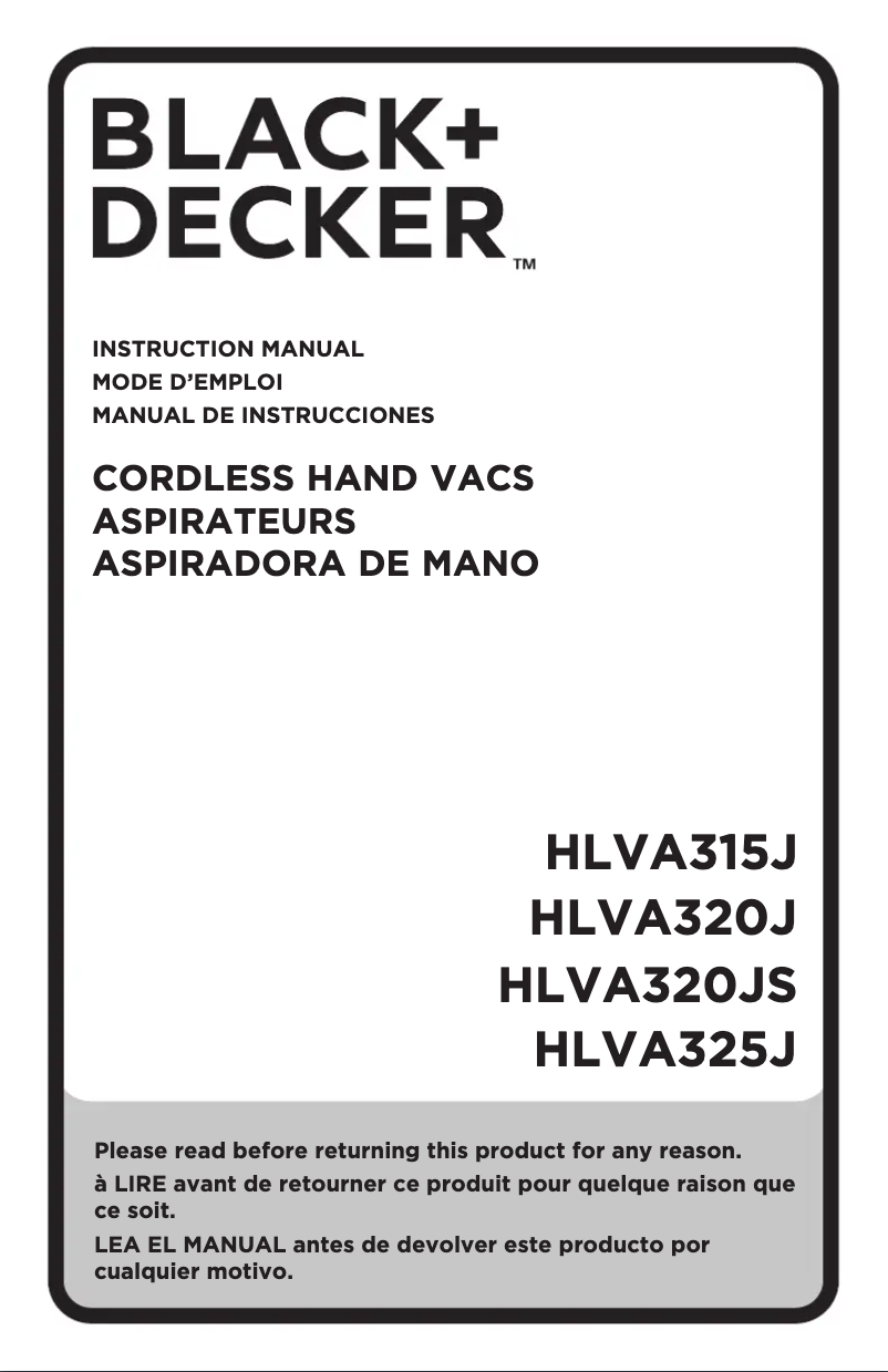 Page n°1 - Manuel utilisateur Black & Decker HLVA320J00