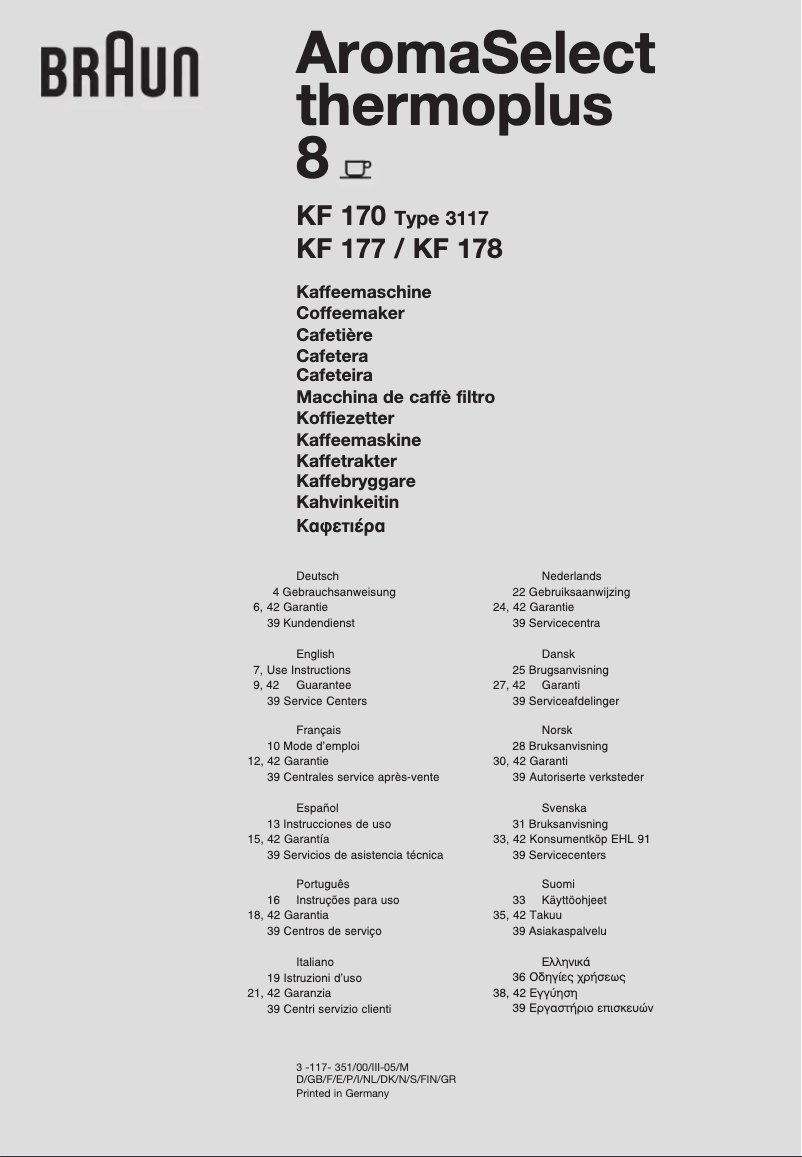 Image de la première page du manuel de l'appareil AromaSelect KF 178