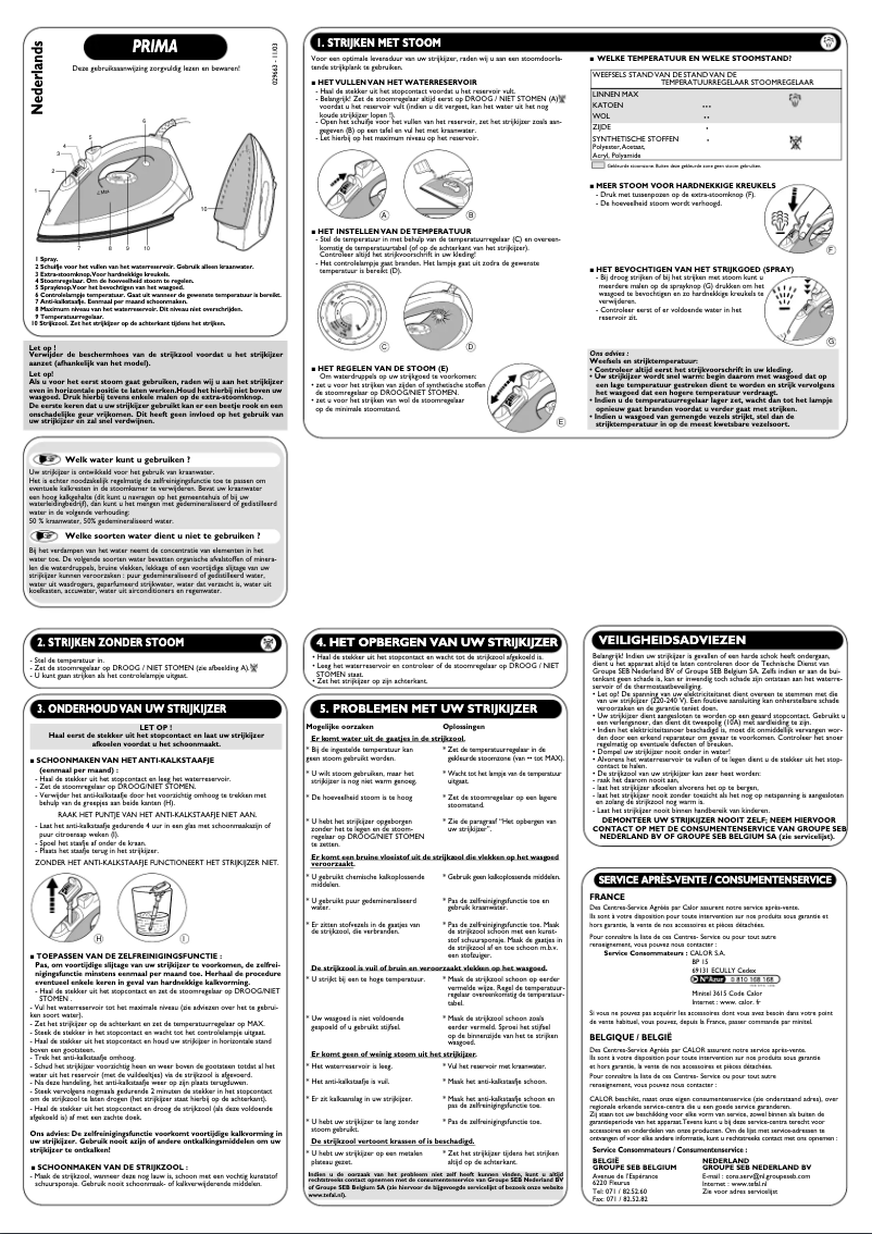 Page 1 de la notice Manuel utilisateur Tefal Prima FV2010