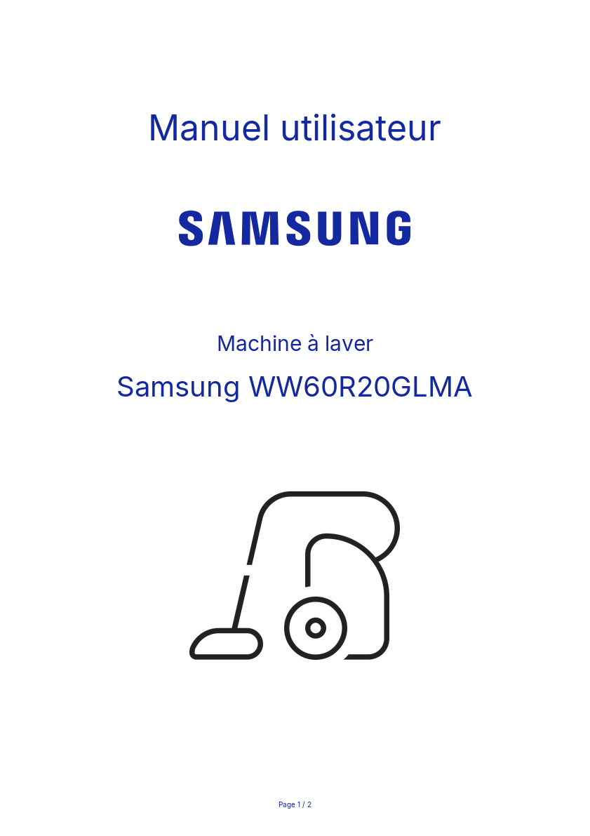 Page n°1 - Manuel utilisateur Samsung WW60R20GLMA