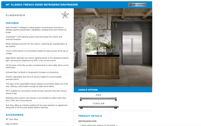 Page 1 de la notice Manuel utilisateur Sub-Zero CL4850UFD/S