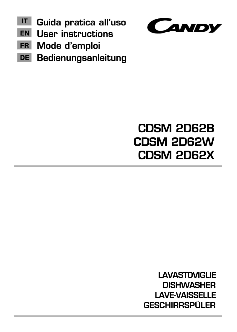 Page 1 de la notice Manuel utilisateur Candy CDSM 2D62B