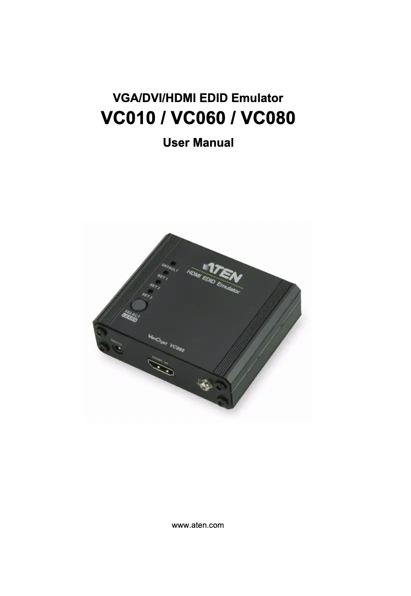 Page 1 de la notice Manuel utilisateur ATen VC080