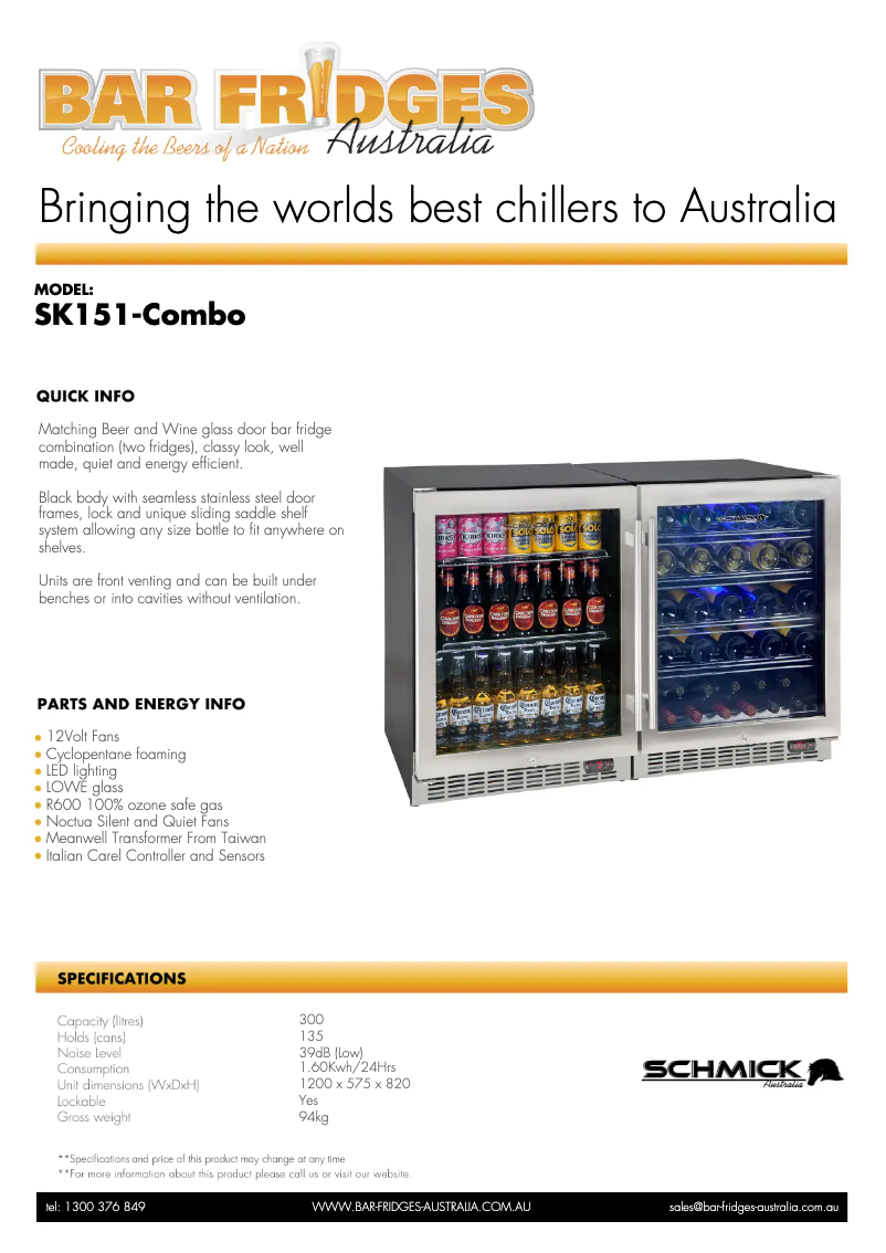 Page n°1 - Fiche technique Schmick SK151-COMBO