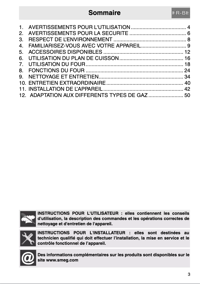 Page 1 de la notice Manuel utilisateur Smeg CS120-7