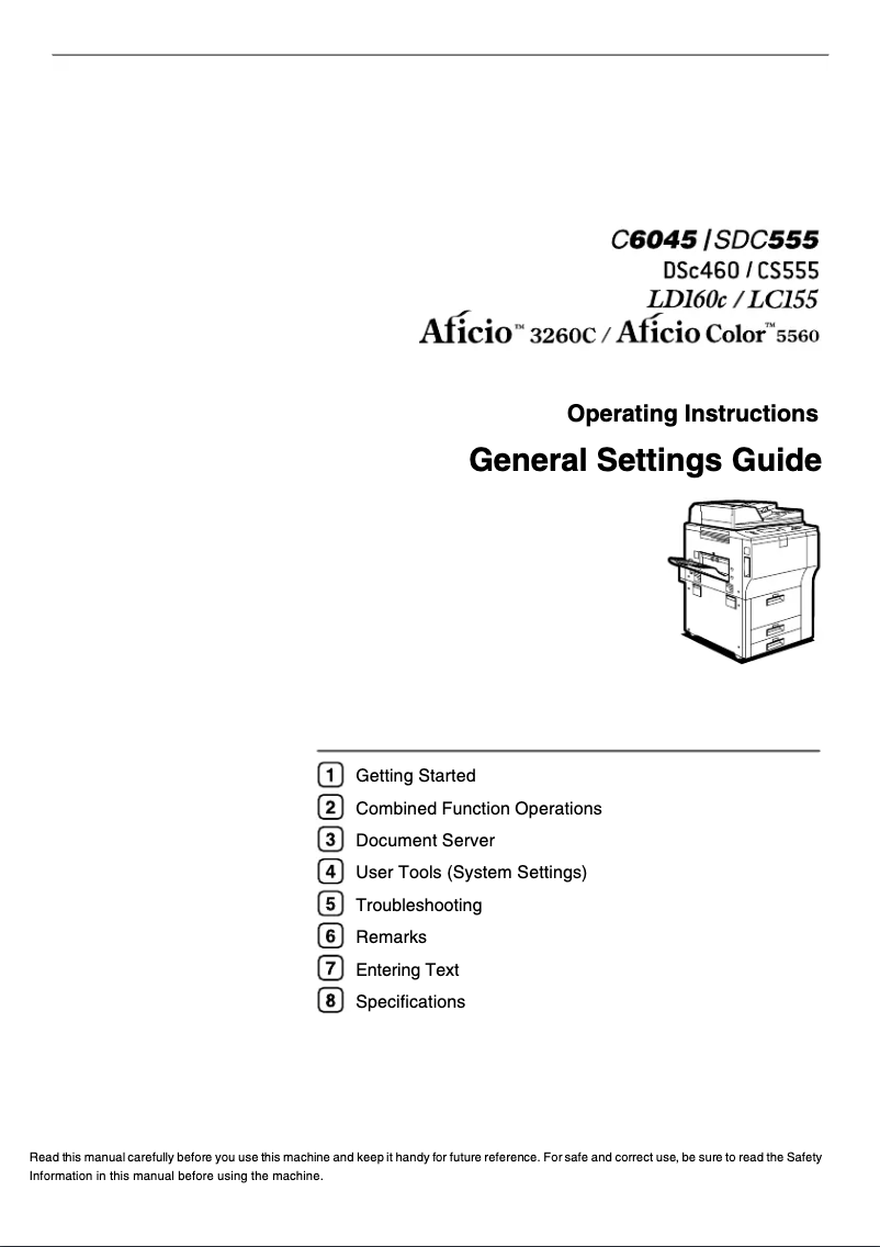 Page 1 de la notice Manuel utilisateur Ricoh LC 155