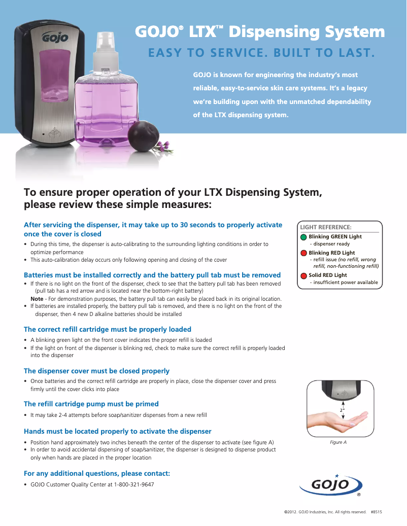 Page n°1 - Manuel utilisateur GOJO LTX-12