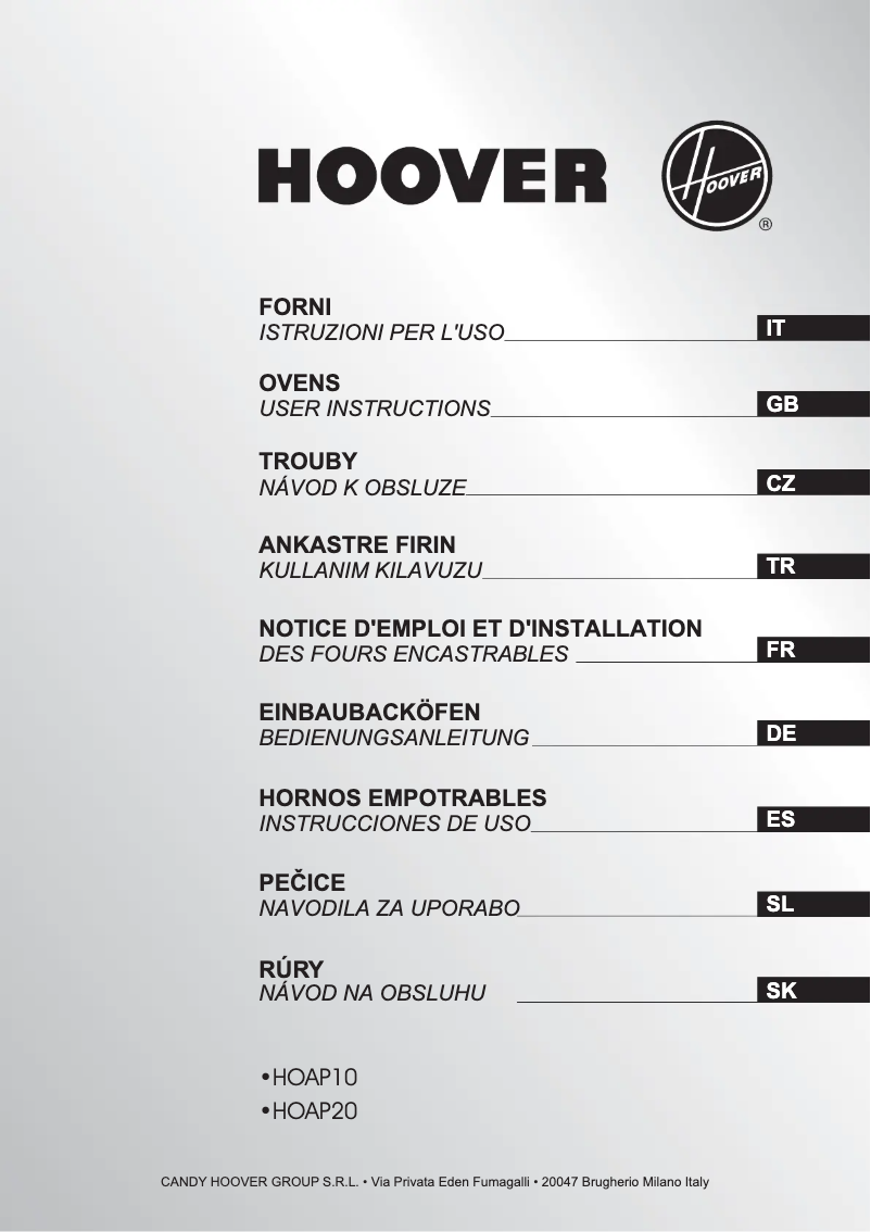 Page 1 de la notice Manuel utilisateur Hoover HOAP20VX