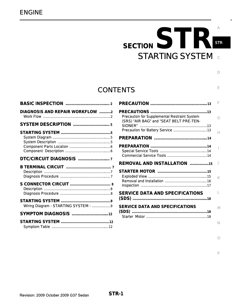 Page 1 of the manual User Manual Infiniti G37 (2009)