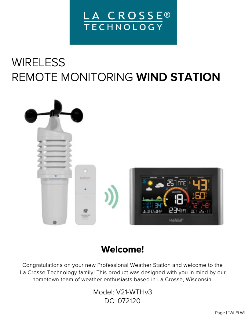 Page n°1 - Manuel utilisateur La Crosse Technology V21-11